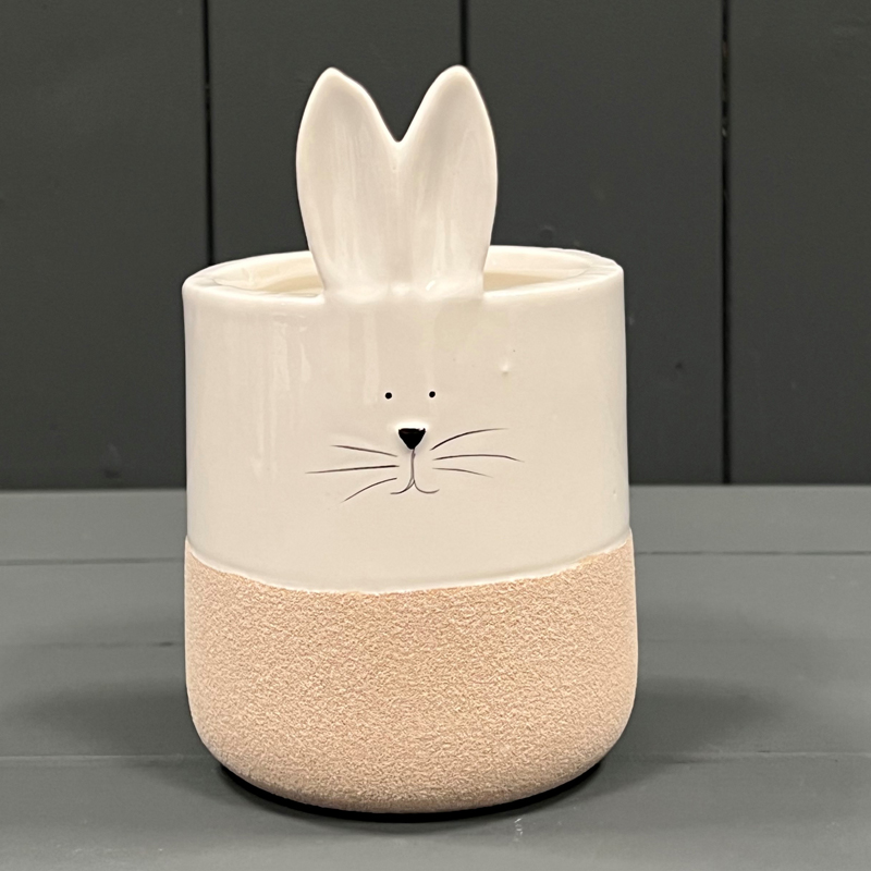 Small White Ceramic Rabbit Pot detail page